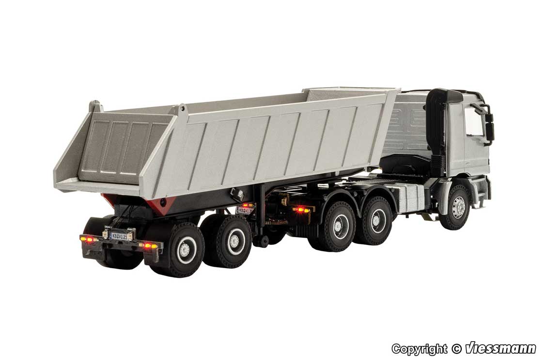 Meiller MHKS 40/2 2-Axle Dump Trailer w/Tail Lights - CarMotion -- Silver, Black-2