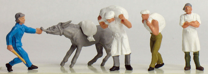 Around The Mill -- 4 Workers & Donkey