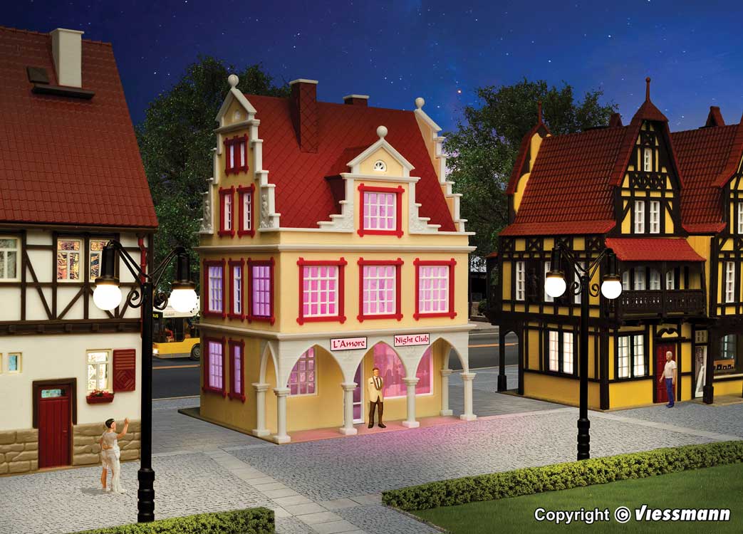L'Amore Night Club w/Red LED Light -- Kit - 3-3/4 x 3-3/8 x 1-3/16" 9.5 x 8.5 x 3cm-1
