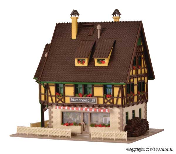 Florist Shop with Interior -- Kit - 4-3/16 x 3-1/4 x 1-1/8" 10.7 x 8.3 x 10.5cm-1