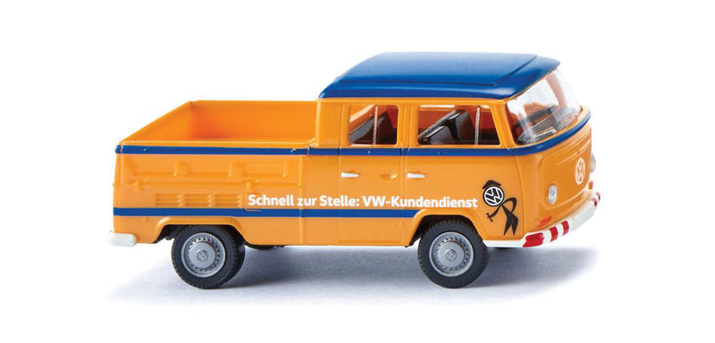 1967-1971 Volkswagen T2 Crew-Cab Pickup Truck - Assembled -- VW Customer Service (yellow, blue, German Lettering)