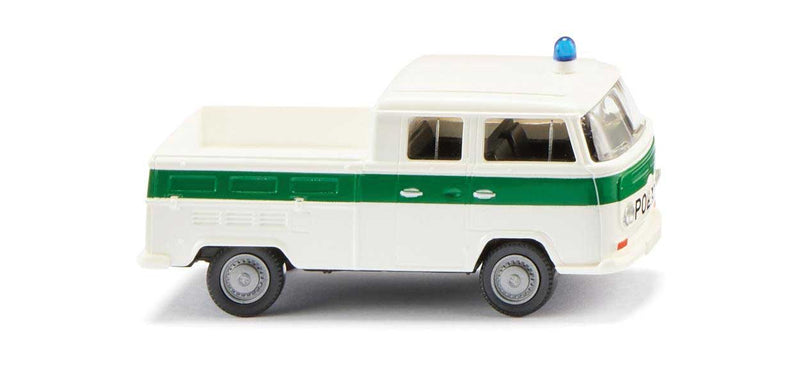 1967-1971 Volkswagen T2 Crew-Cab Pickup Truck - Assembled -- Police (white, green, German Lettering)-1
