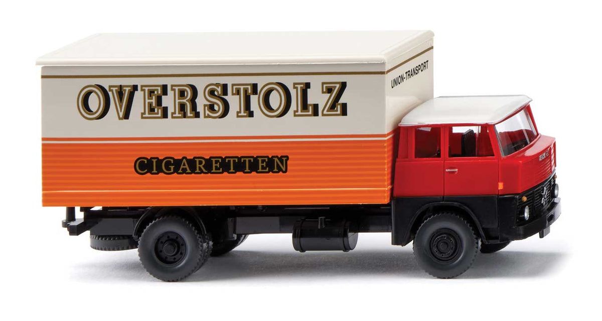 1961-1965 Henschel HS 14/16 Box Truck - Assembled -- Overstolz Cigarettes (orange, white, red, black, German Lettering)
