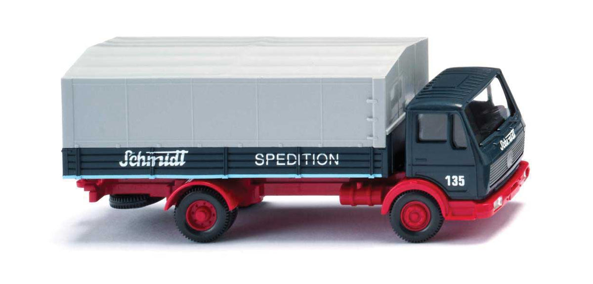 1973-1980 Mercedes-Benz NG Low-Side Truck with Cover - Assembled -- Spedition Schmidt (black, red, blue, gray, German Lettering)