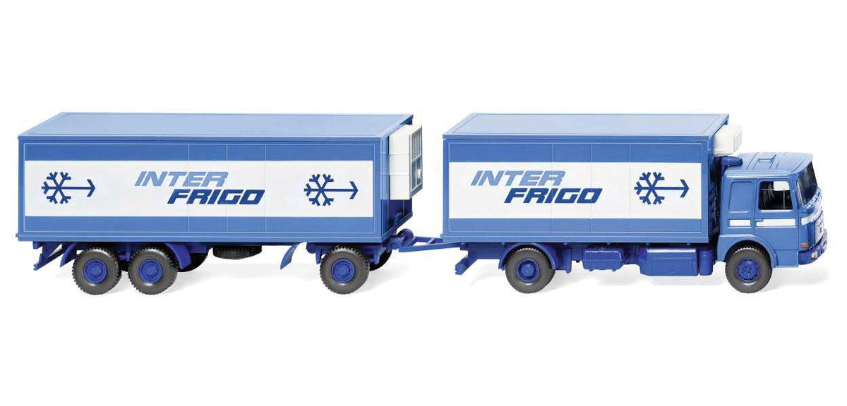 1970s MAN Reefer Truck with Trailer - Assembled -- Interfrigo (blue, white)
