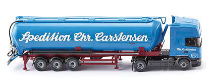 Scania/Spitzer Tractor w/Silo Trailer - Assembled -- Spedition C. C. (blue, red, German Lettering)