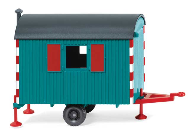 Construction Site Office Trailer - Assembled -- Water Blue, Red