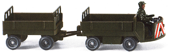 Military - German Federal Army Post 1945 - Quartermaster Equipment -- Electric Freight Tractor (Nonpowered) w/Trailer (dark green)