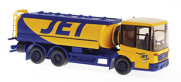 European Trucks - Mercedes Econic Cabover w/Large Windows -- 3-Axle Local Delivery Tank Truck - JET (blue, yellow)
