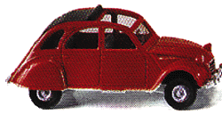 Automobile Citroen 2 CV -- Convertible, Top Down