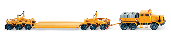 European Trucks - Tractor-Trailer - Kaelble 3-Axle Heavy-Duty Conventional -- w/6-Axle Heavy-Duty Flatbed Trailer (yellow)