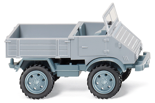 Mercedes-Benz Unimog U 411 Pickup Truck - Assembled -- Swiss Military (silver-gray, Alpine Blue)
