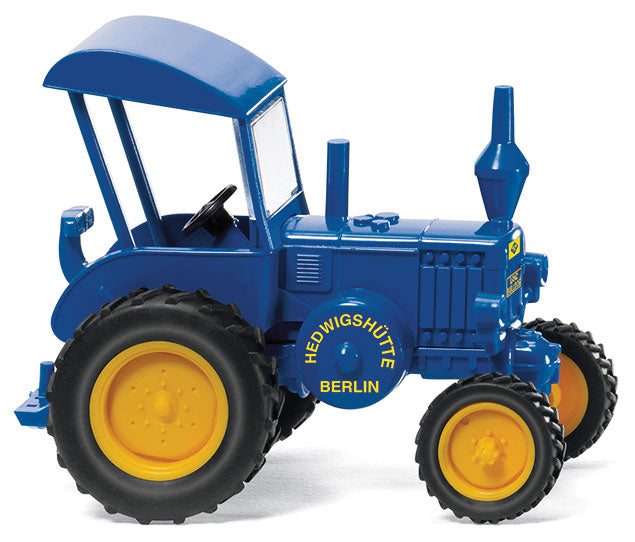 1936 Lanz Bulldog Farm Tractor w/Roof - Assembled -- Hedwigshutte (blue, yellow; German Lettering)