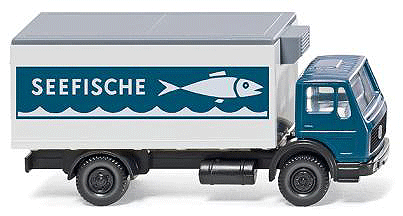 Mercedes-Benz Box-Body Reefer Truck - Assembled -- Seefische (white, blue, German Lettering)