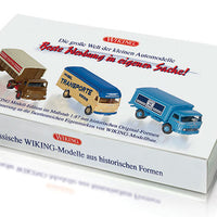 Old Wiking 1950s/1960s 3-Vehicle Set - Assembled -- 1 Each: Mercedes-Benz LP 321 & Flatbed, Ackerman Furniture Van