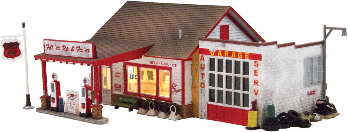 Fill'er Up & Fix'er - Built-&-Ready(R) Landmark Structures(R) -- Assembled - 3-3/16 x 2-7/8" 8.09 x 7.31cm-2