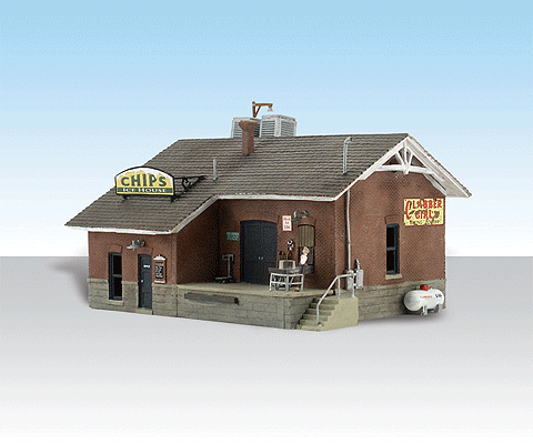 Chip's Ice House - Built & Ready Landmark Structures(R) -- Assembled - 3-71/6 x 2-17/32" 8.73 x 6.42cm-1