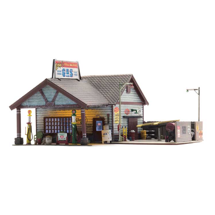 Ethyl's Gas & Service - Built-&-Ready Landmark Structures(R) -- Assembled, Pre-Installed LED Lighting for Use with Just Plug Lighting System-2