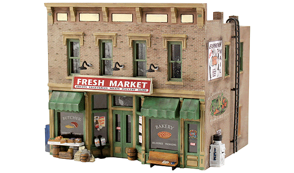 Fresh Market - Landmark Structures(R) -- Kit - 4-7/16 x 3-5/8" 11.2 x 9.2cm