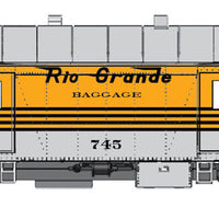 70' Heavyweight Baggage-Express w/Arched Roof - Ready to Run -- Denver & Rio Grande Western #745 (silver, Aspen Gold, 4-Stripe)