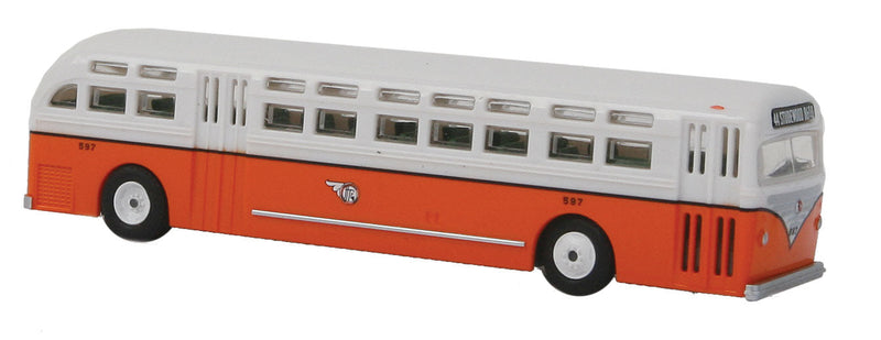 1950s-1960 C49 Transit Motor Coach 2-Door City Bus - Assembled -- Houston Transit Company #597 (orange, white)