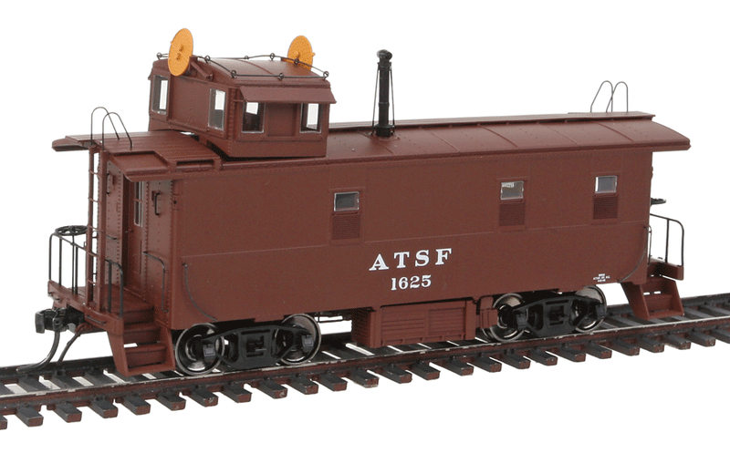 ATSF Early Steel Caboose - Ready to Run -- Atchison, Topeka & Santa Fe - Class 1940-1959 w/Wig-Wag, AB Brake (Boxcar Re