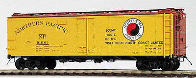 R-40-10 Steel Sided Ice Bunker - Assembled -- Northern Pacific "Vista Dome" Scale (Reefer Yellow, Boxcar Red Roof & Ends