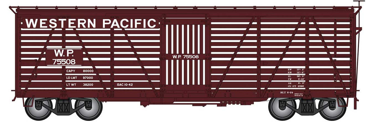 Harriman 40' Stock Car - Ready to Run -- Western Pacific (Boxcar Red)