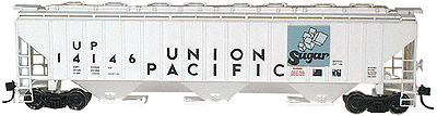 4750 Cubic Foot 3-Bay 18 Rib Covered Hopper -- Union Pacific "Sugar Car" (white, black lettering w/Sugar Logo on placard)
