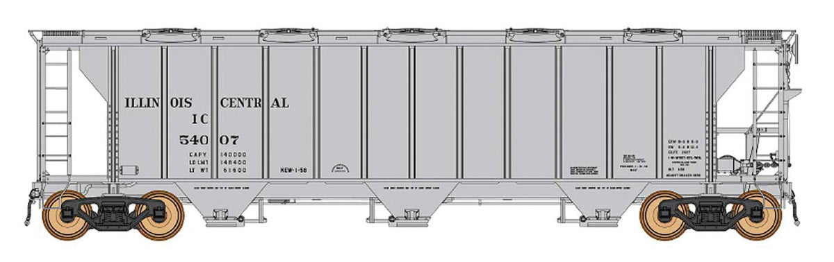 ACF 2927 Cu. Ft. Covered Hopper - Ready to Run -- Illinois Central (gray)