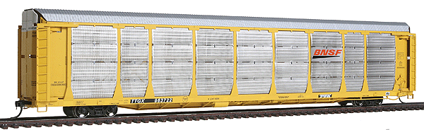 Bi-Level Auto Rack - Ready to Run -- Burlington Northern & Santa Fe (Yellow, Wedge Logo); Trailer-Train (Yellow)