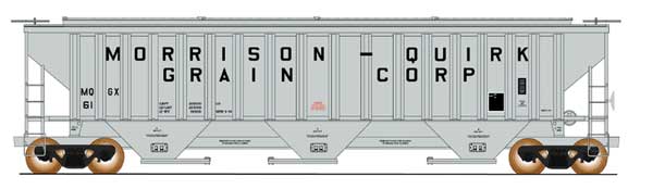 PS2CD 4750 Cubic Foot 3-Bay Covered Hopper - Ready to Run -- Morrison-Quirk Grain Corp. (gray)