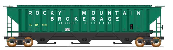 PS2CD 4750 Cubic Foot 3-Bay Covered Hopper - Ready to Run -- Rocky Mountain Brokerage (green, black)