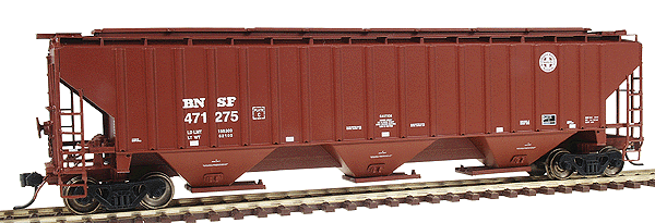 PS2CD 4750 Cubic Foot 3-Bay Covered Hopper - Ready to Run -- Burlington Northern & Santa Fe (Mineral Red w/white Lettering)