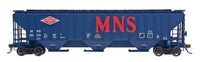 PS2CD 4750 Cubic Foot 3-Bay Covered Hopper - Ready to Run -- Minneapolis, Northfield & Southern (dark blue, red, Billboard MNS)