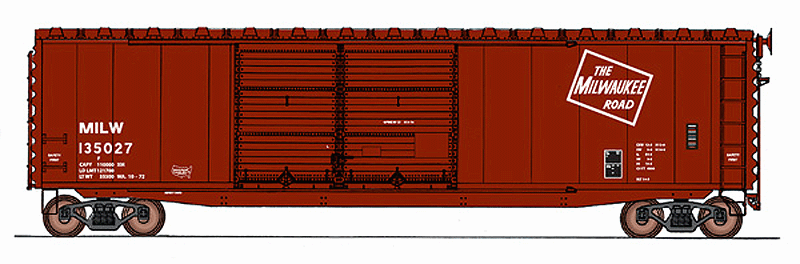 50' PS-1 Double-Door Boxcar - Ready to Run -- Milwaukee Road (Boxcar Red, TMR Logo)