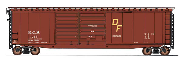 50' PS-1 Double-Door Boxcar - Ready to Run -- Kansas City Southern (Boxcar Red, yellow DF Markings)