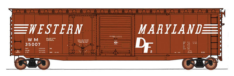 PS-1 50' Double-Door Boxcar w/Cushion Underframe - Ready to Run -- Western Maryland (Boxcar Red, white, Speed Lettering & Stripes)
