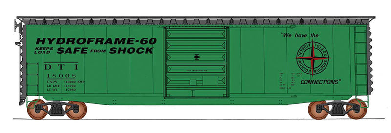 50' PS-1 Single Door Boxcar w/Cushion Underframe - Ready to Run -- Detroit, Toledo & Ironton (green, Compass Logo, Hydroframe-60 Markings)