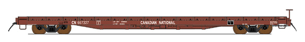 60' Wood-Deck Flatcar - Ready to Run -- Canadian National (Boxcar Red)