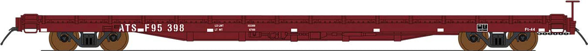 60' Wood-Deck Flatcar - Ready to Run -- Santa Fe (1990, Boxcar Red, No Logo)