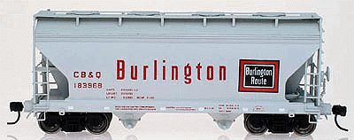 ACF 2-Bay Center-Flow Covered Hopper - Ready to Run -- Chicago, Burlington & Quincy (Burlington Route; gray w/red lettering)