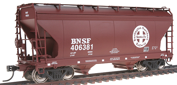 ACF 2-Bay Center-Flow Covered Hopper - Ready to Run -- Burlington Northern & Santa Fe (Boxcar Red, Circle/Cross Logo)