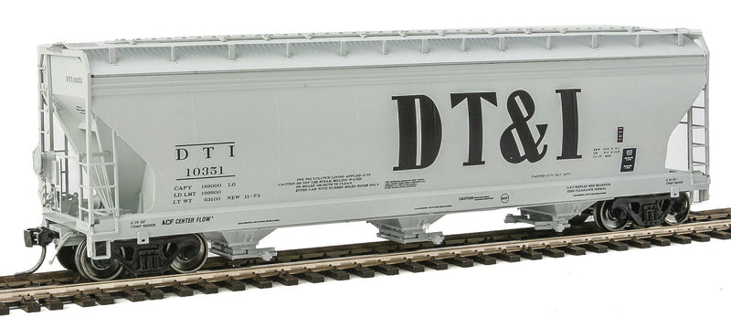 ACF 4650 Cubic Foot 3-Bay Covered Hopper - Ready to Run -- Detroit, Toledo & Ironton (gray, Billboard DT&I)