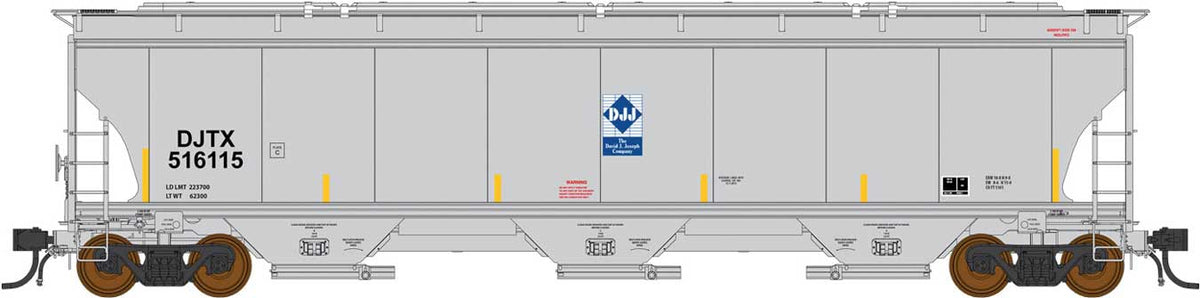 Trinity 5161 3-Bay Covered Hopper - Ready to Run -- David J Joseph DJTX (gray,blue, yellow conspicuity marks)