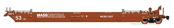 Maxi IV Intermodal Well Car 3-Unit Set Early Version - Ready to Run -- Massachusetts Central MCER (Boxcar Red, white)