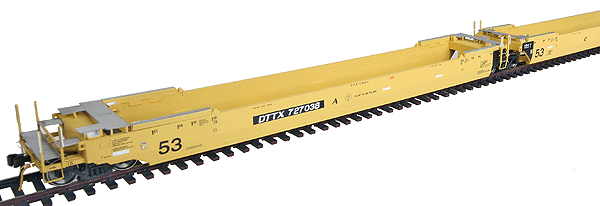 Maxi IV Intermodal Well Car 3-Unit Set Late Version - Ready to Run -- Trailer-Train DTTX (yellow, black)-1