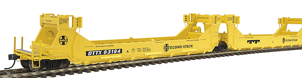 Gunderson Twin Stack Five Unit Set - Ready to Run -- Santa Fe (yellow, Econo Stack Markings)