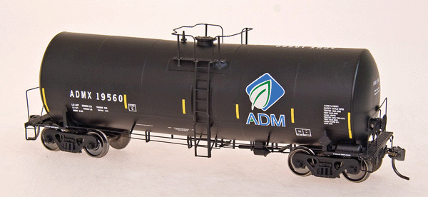 Trinity 19,600-Gallon Tank Car - Ready to Run - Ready to Run -- Archer-Daniels-Midland ADMX (black, Leaf Logo, yellow Conspicuity Markings)