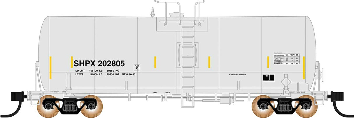 Trinity 19,600-Gallon Tank Car - Ready to Run -- Shippers Car Line SHPX (Post 2005, gray, black, yellow)